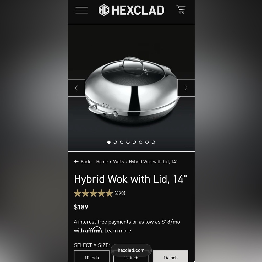 HEXCLAD Hybrid Wok with Lid - 14”